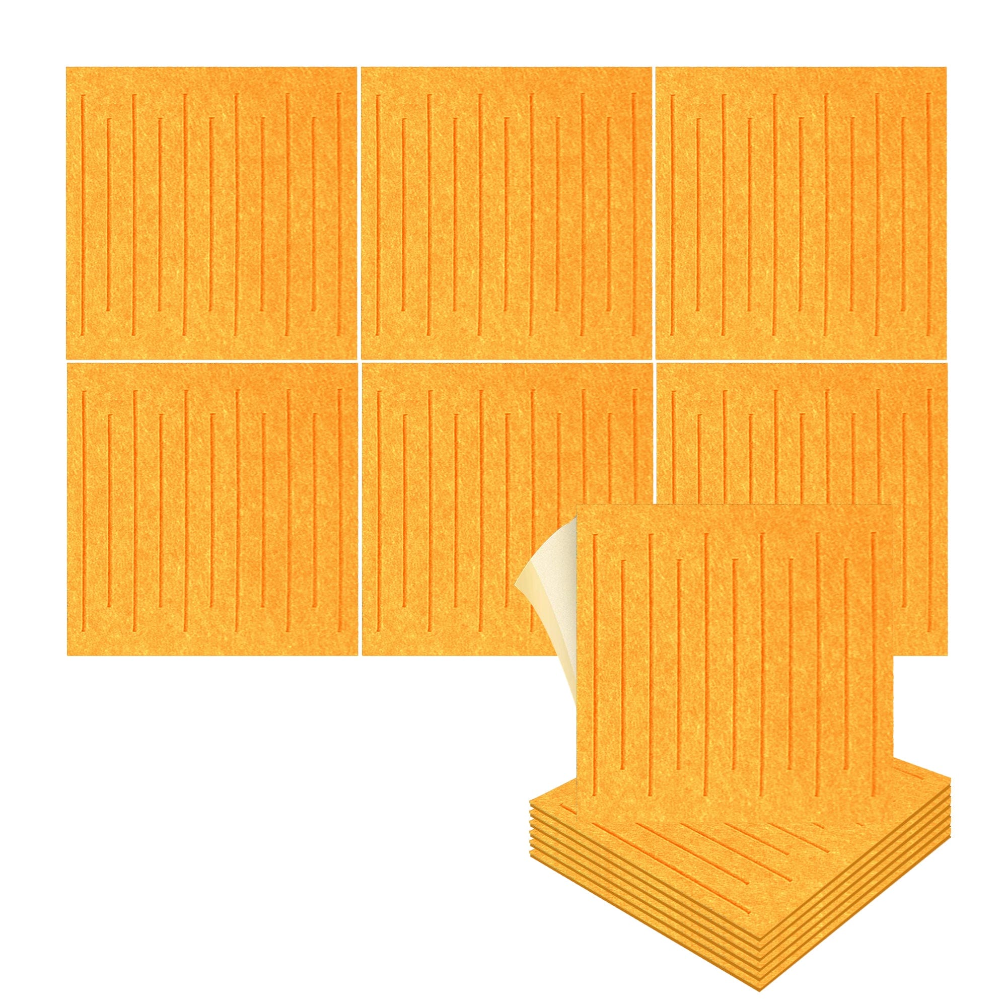 silexofy Soundwave 3D Square Polyester Felt Art Adhesive Panels - KK1393