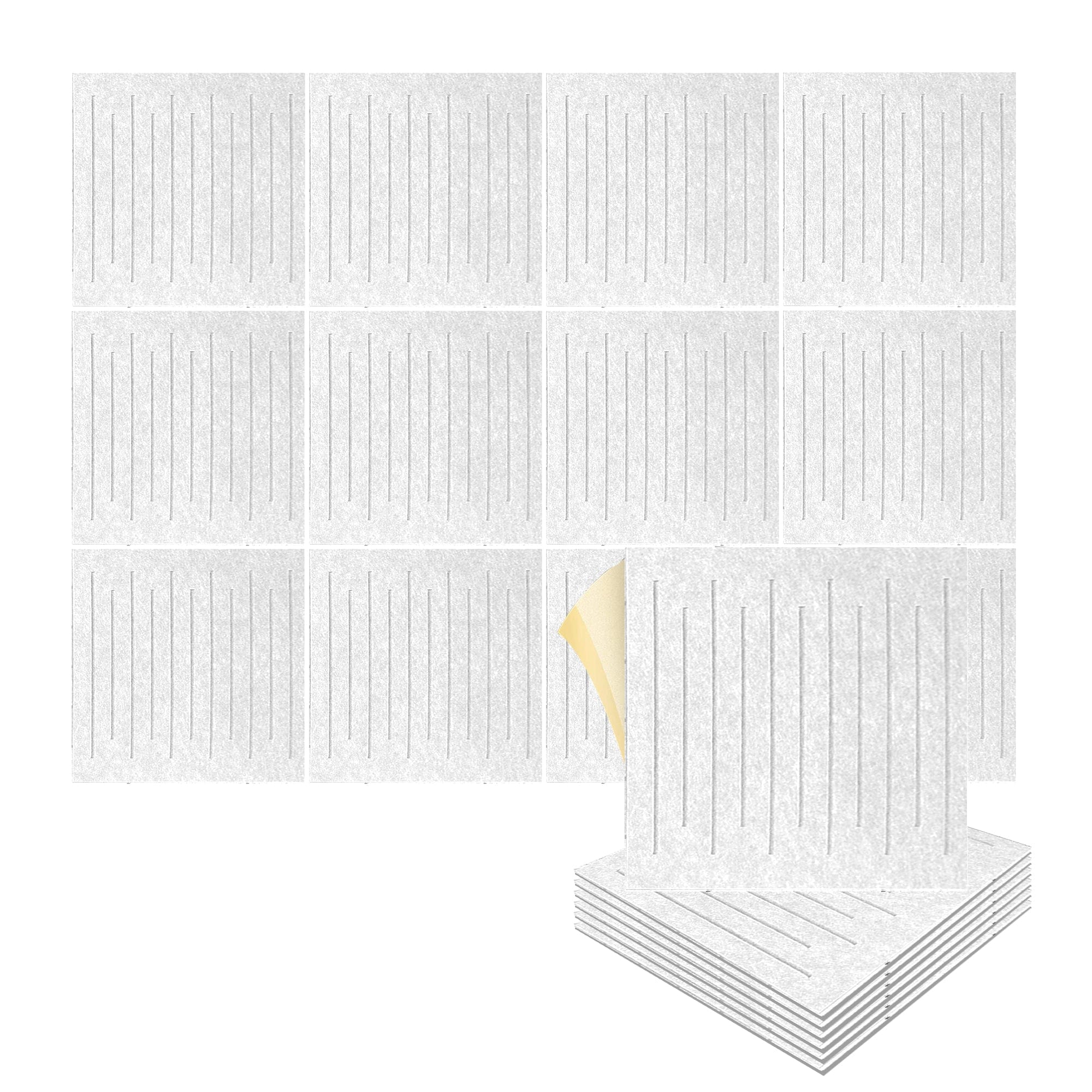 silexofy Soundwave 3D Square Polyester Felt Art Adhesive Panels - KK1393