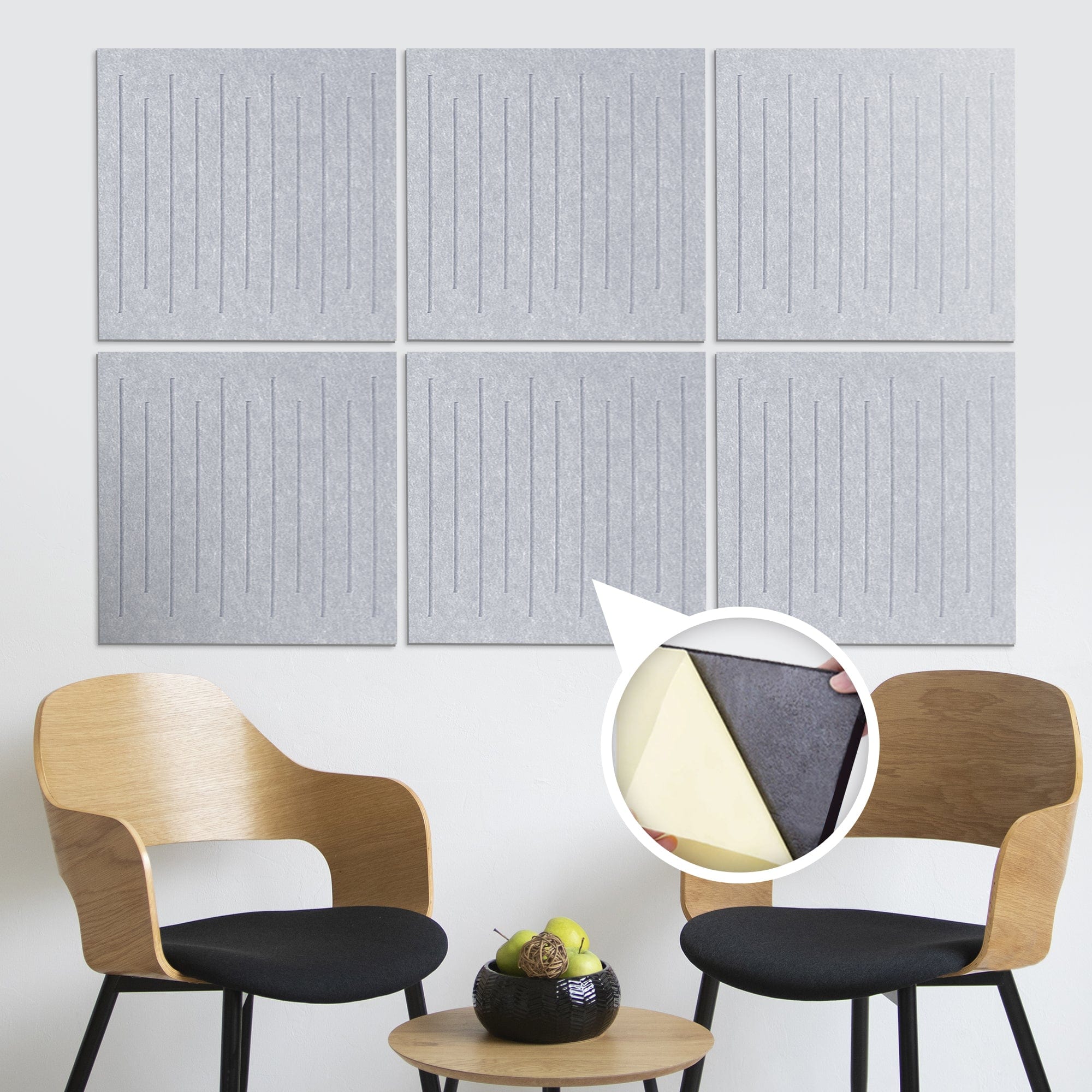 silexofy Soundwave 3D Square Polyester Felt Art Adhesive Panels - KK1393