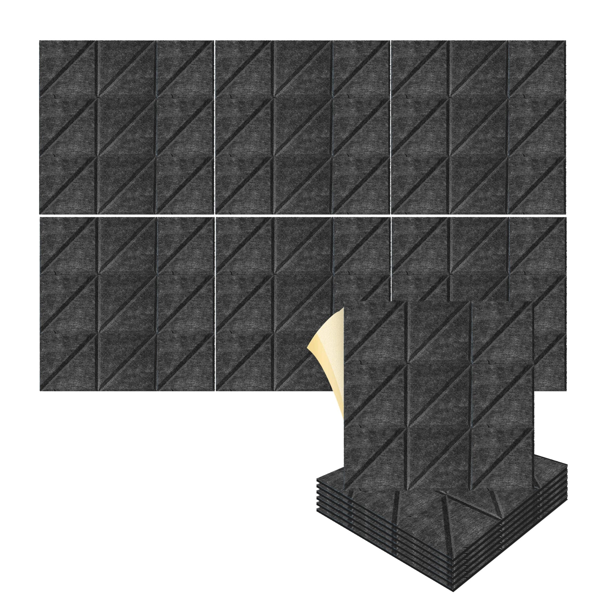 silexofy Parallel 3D Square Polyester Felt Art Adhesive Panels - KK1391