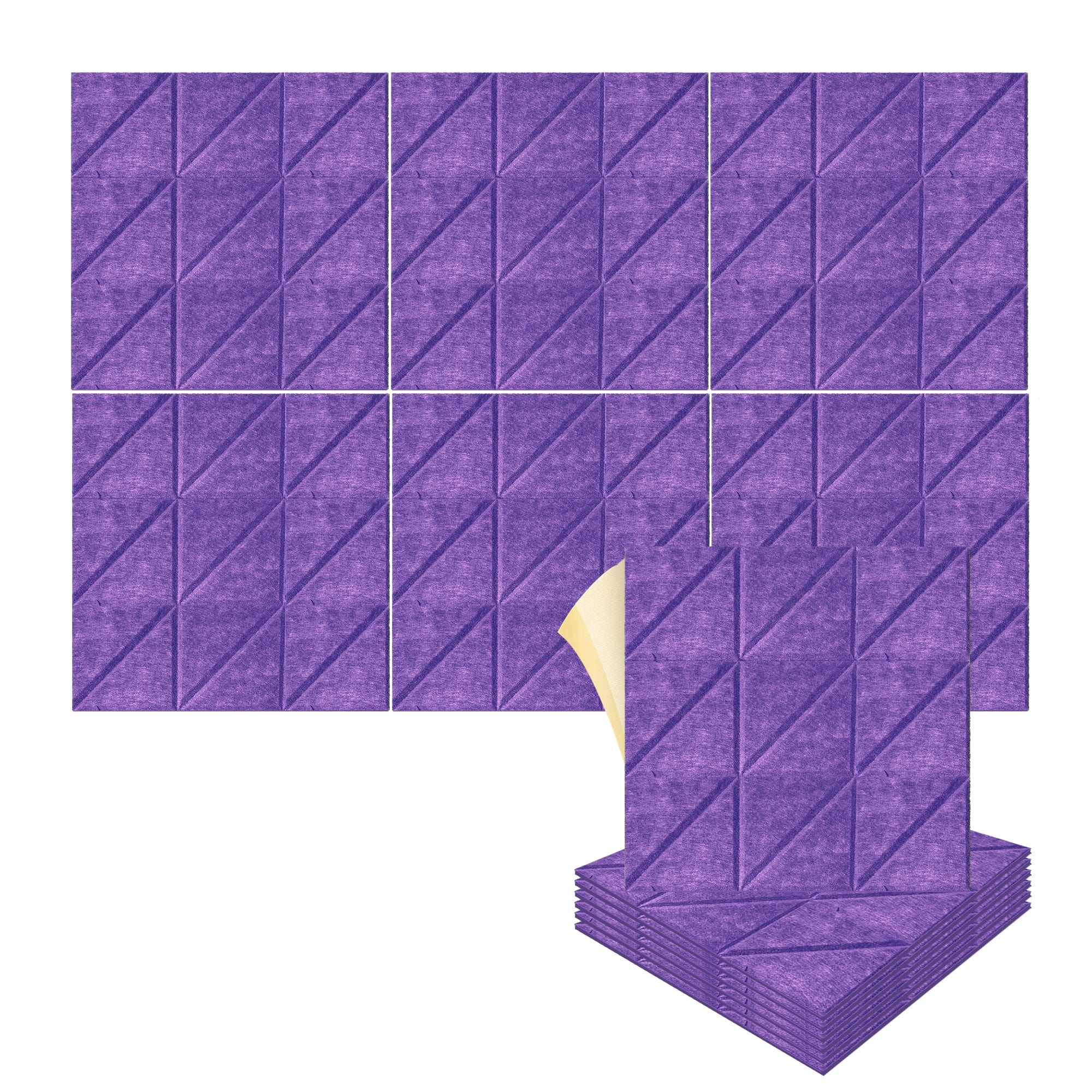 silexofy Parallel 3D Square Polyester Felt Art Adhesive Panels - KK1391