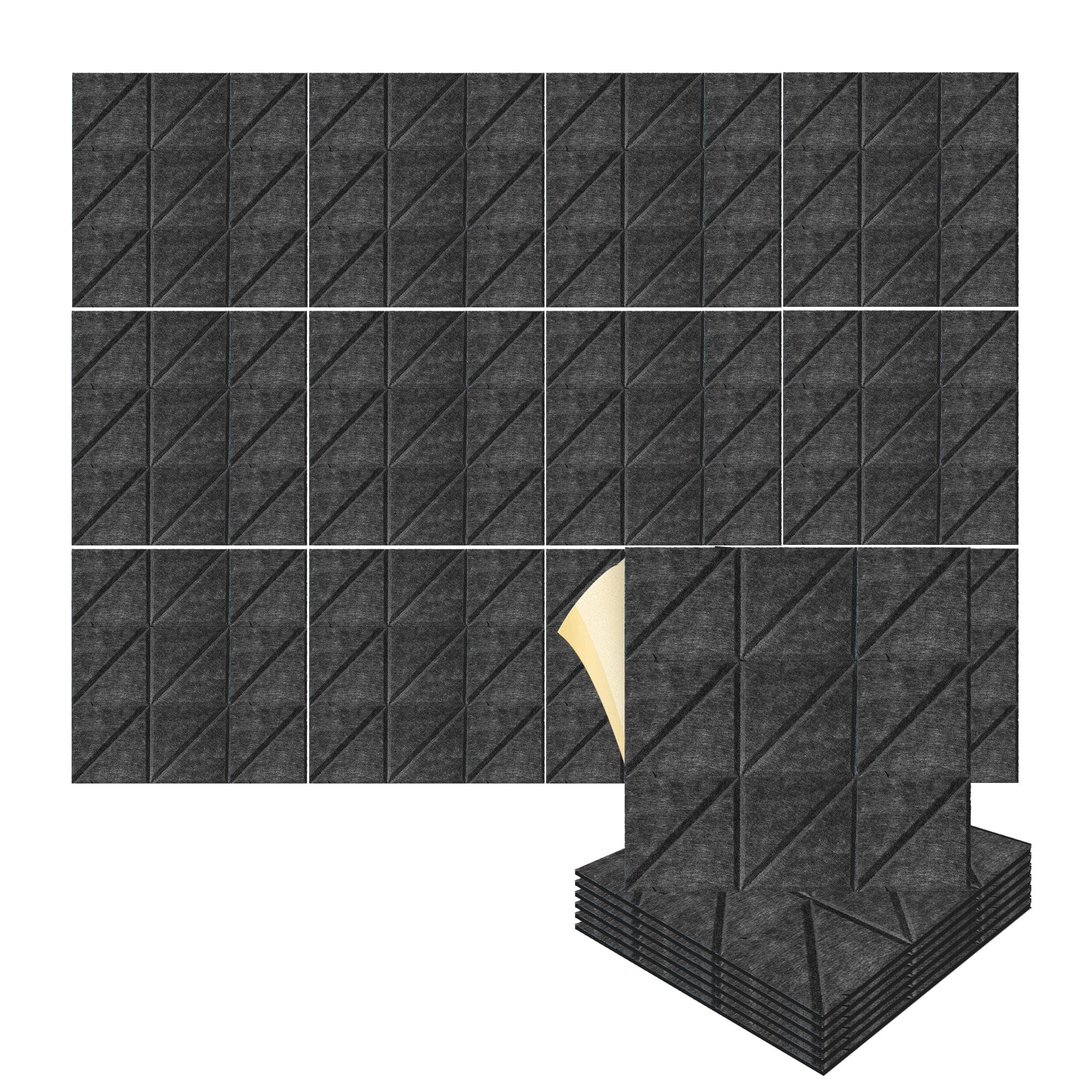 silexofy Parallel 3D Square Polyester Felt Art Adhesive Panels - KK1391