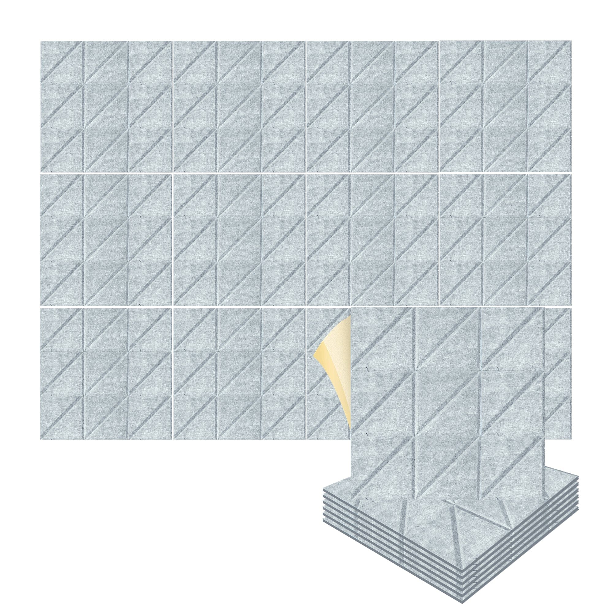 silexofy Parallel 3D Square Polyester Felt Art Adhesive Panels - KK1391