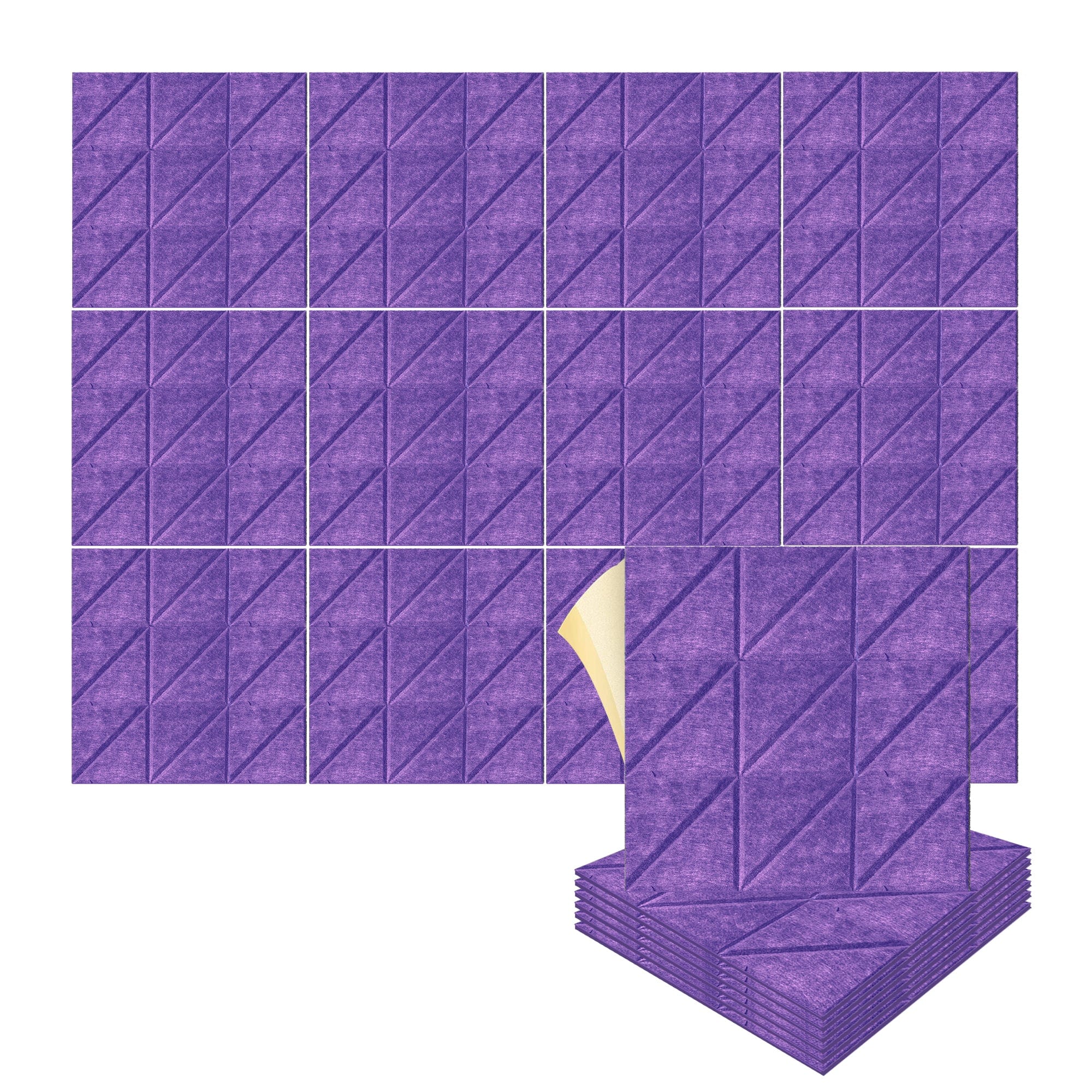 silexofy Parallel 3D Square Polyester Felt Art Adhesive Panels - KK1391