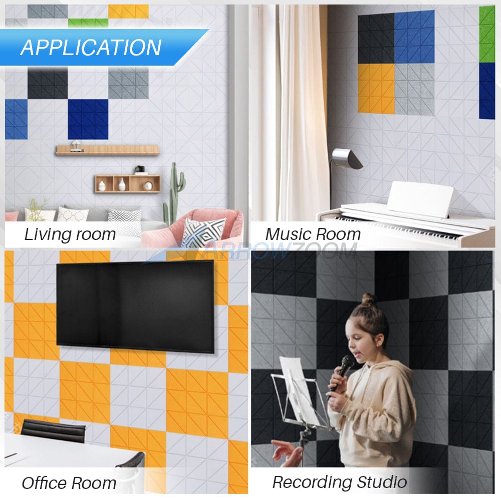 silexofy Parallel 3D Square Polyester Felt Art Adhesive Panels - KK1391