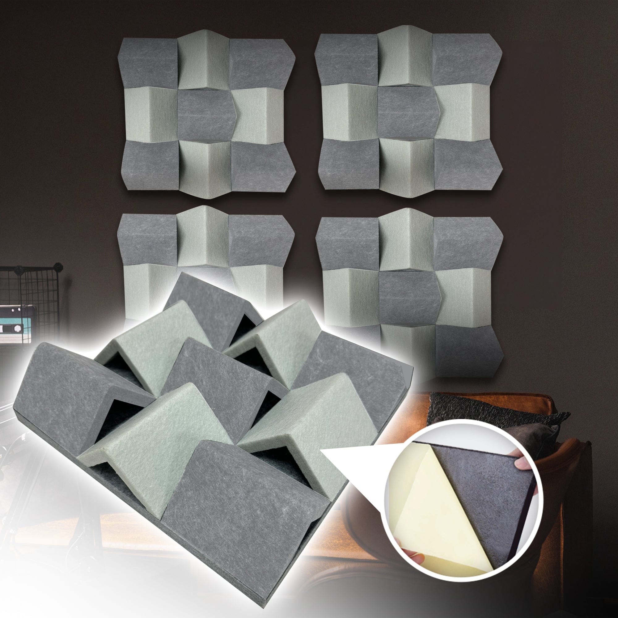 silexofy White and Gray 3D Felt Sound Diffuser - KK1431