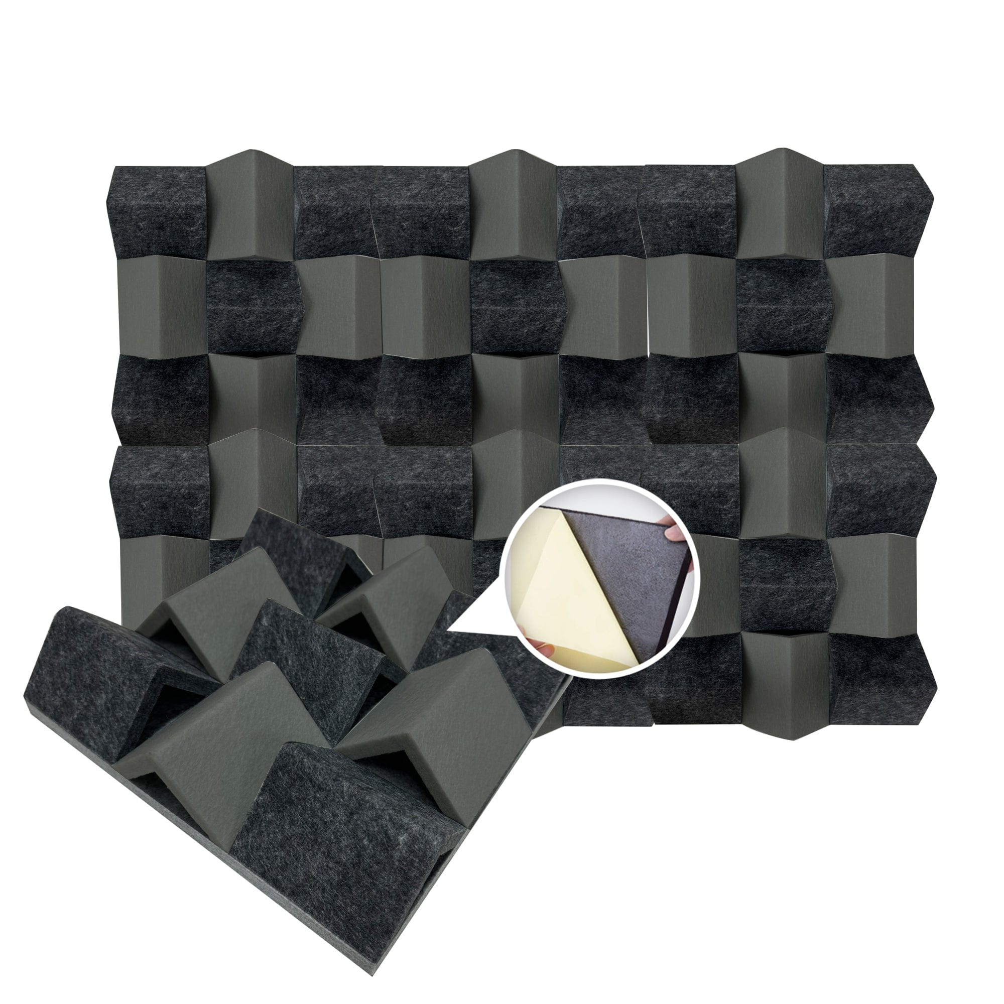 silexofy Black and Gray 3D Felt Sound Diffuser - KK1430