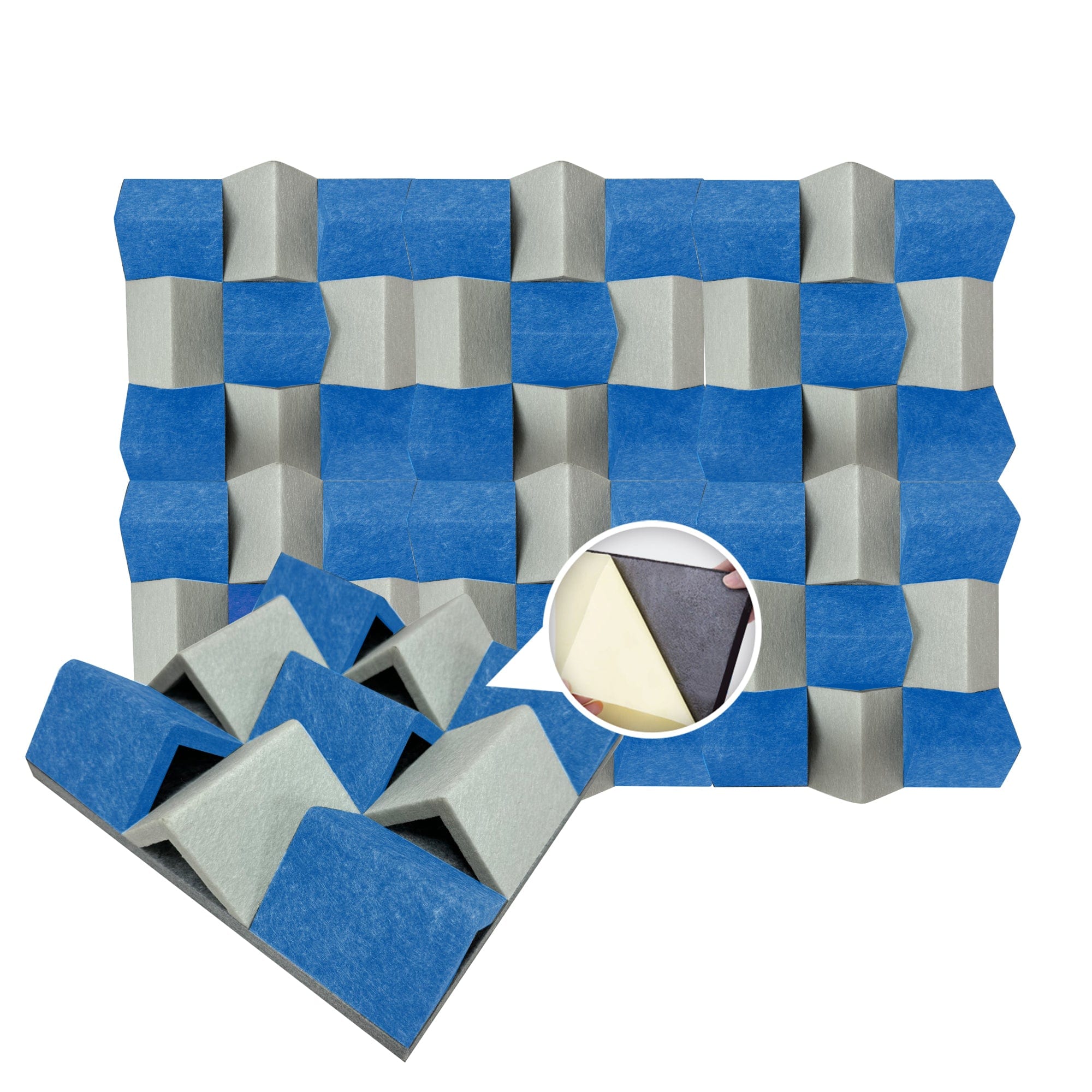 silexofy White and Blue 3D Felt Sound Diffuser - KK1432