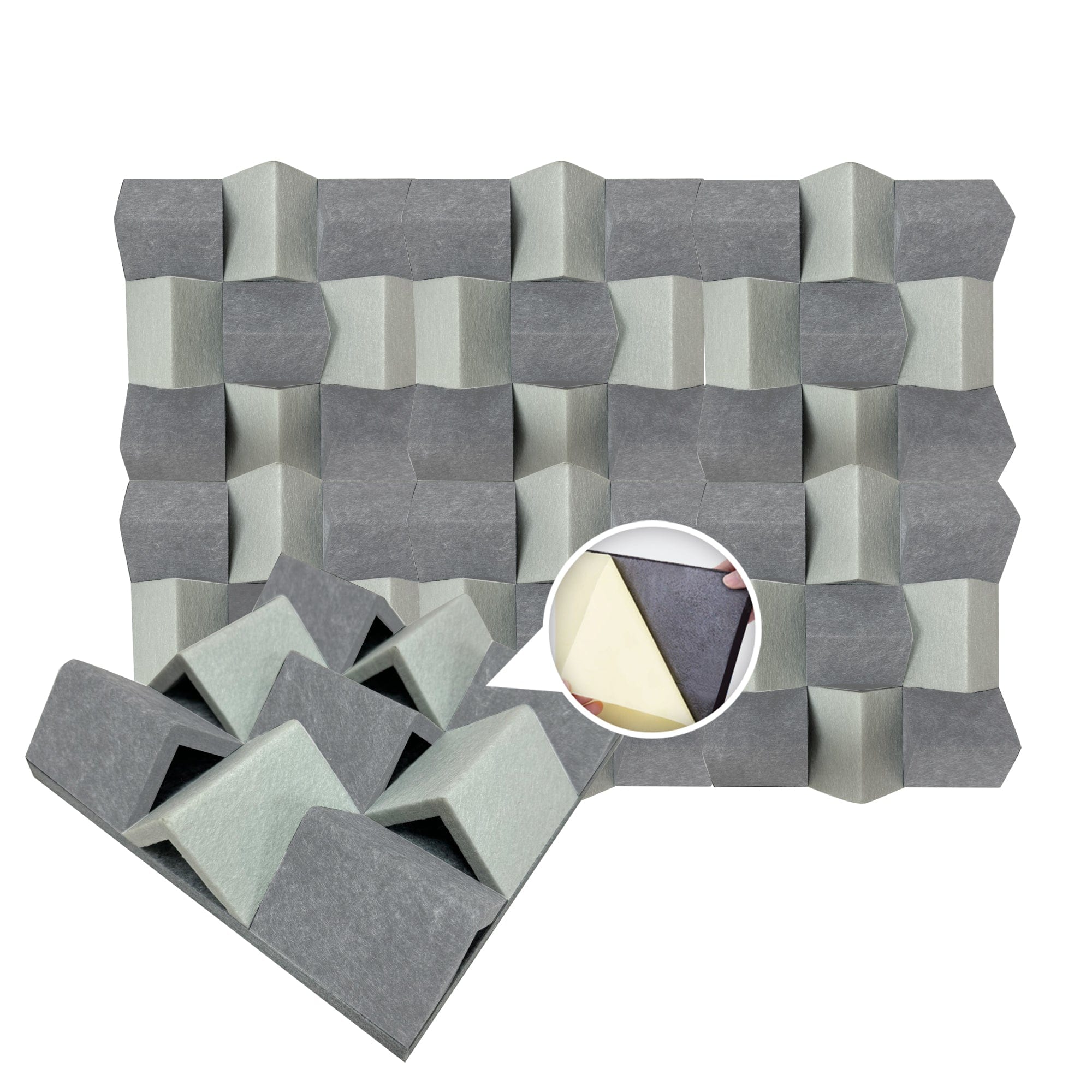 silexofy White and Gray 3D Felt Sound Diffuser - KK1431