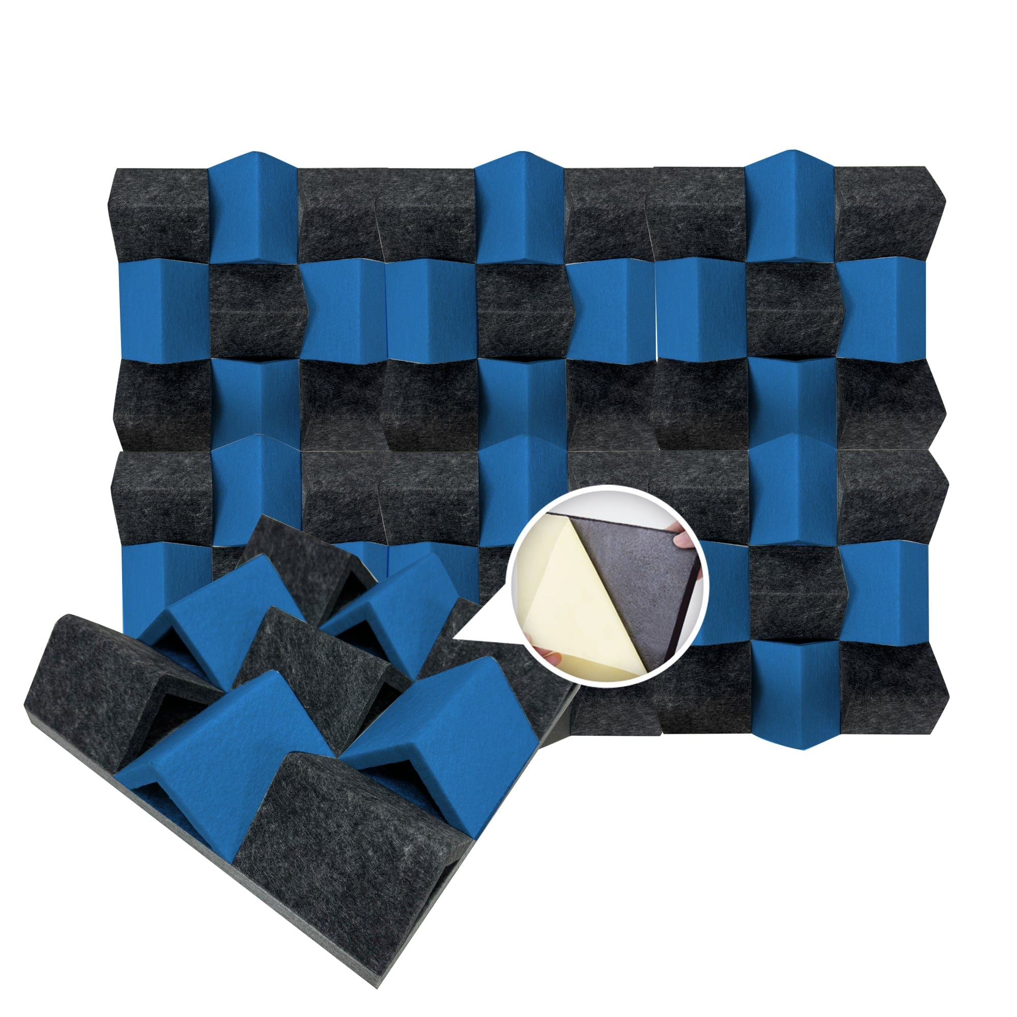 silexofy Blue and Black 3D Felt Sound Diffuser - KK1433