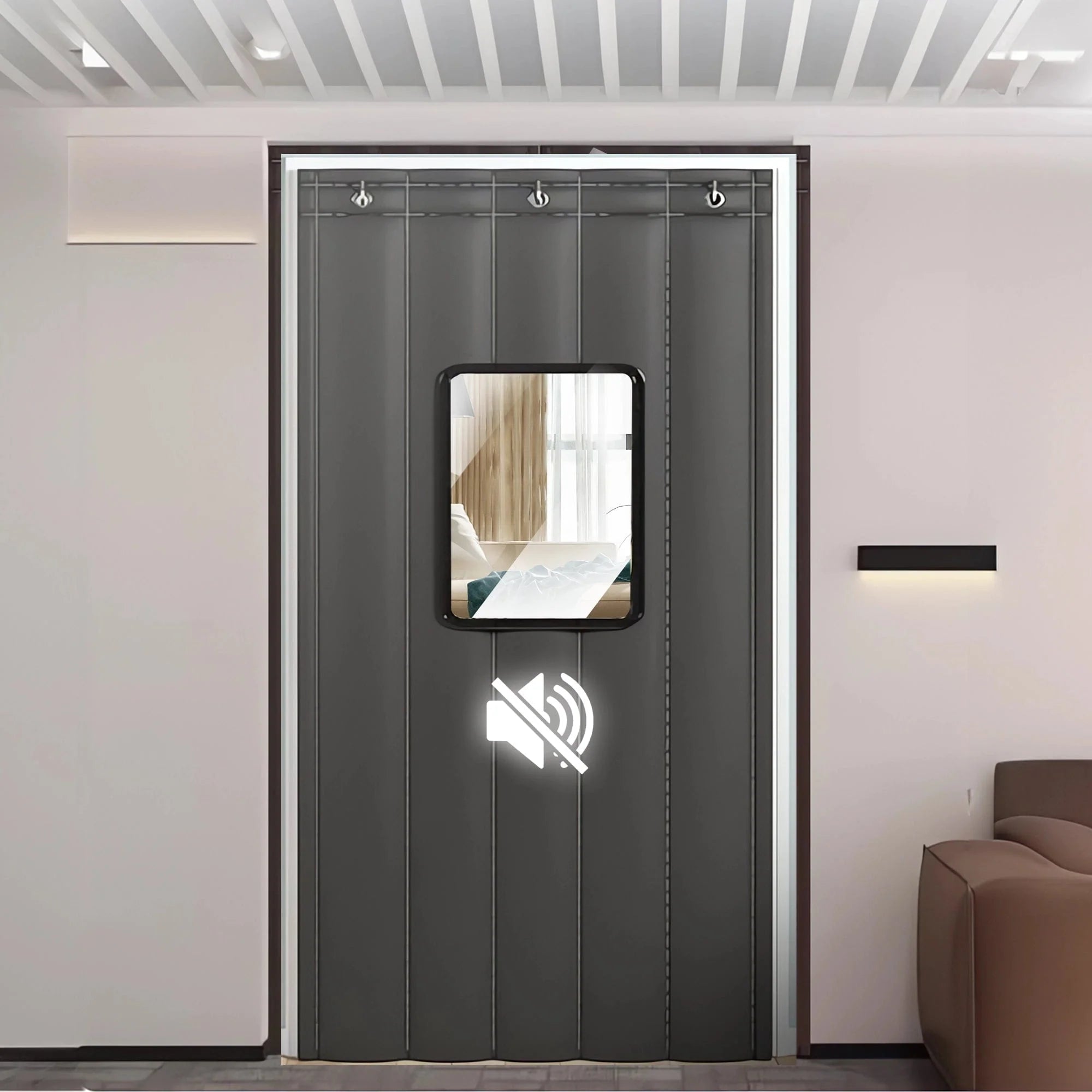 silexofy Door Soundproof Curtain PRO, Thick Thermal Insulation with Window - KK1456