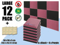 silexofy Flat Bevel Tile Series Acoustic Panel - Black x Burgundy Bundle - KK1039