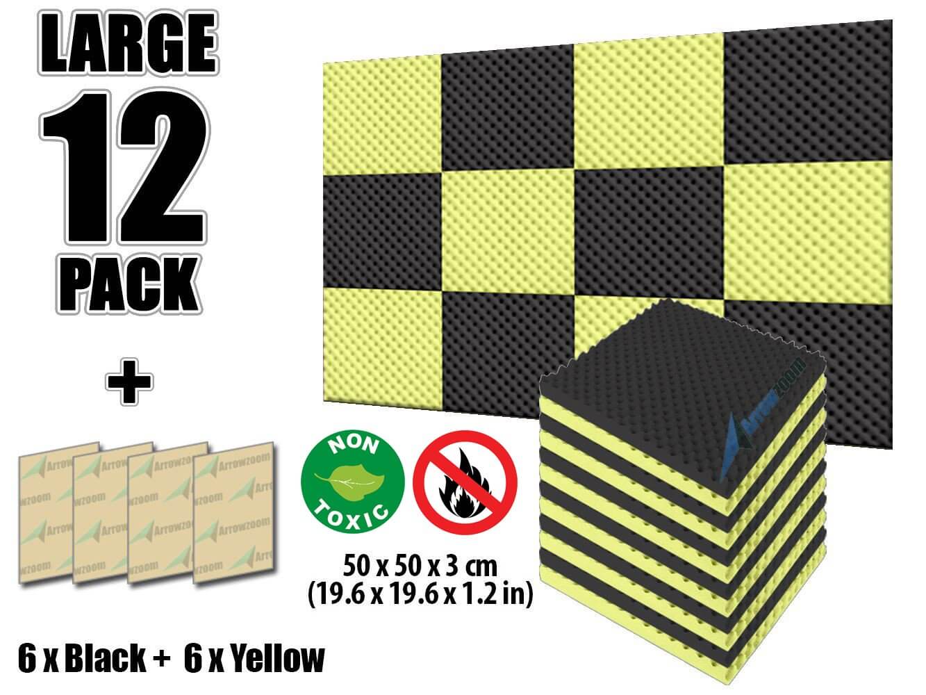 silexofy Eggcrate Convoluted Series Acoustic Foam - Black x Yellow Bundle - KK1052