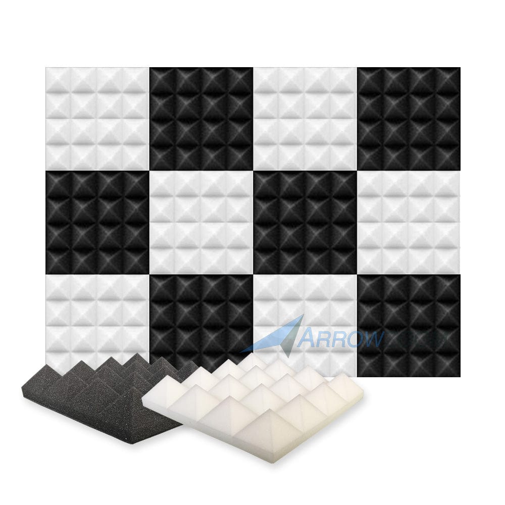silexofy Pyramid Series Acoustic Foam - Black x Pearl White Bundle - KK1034