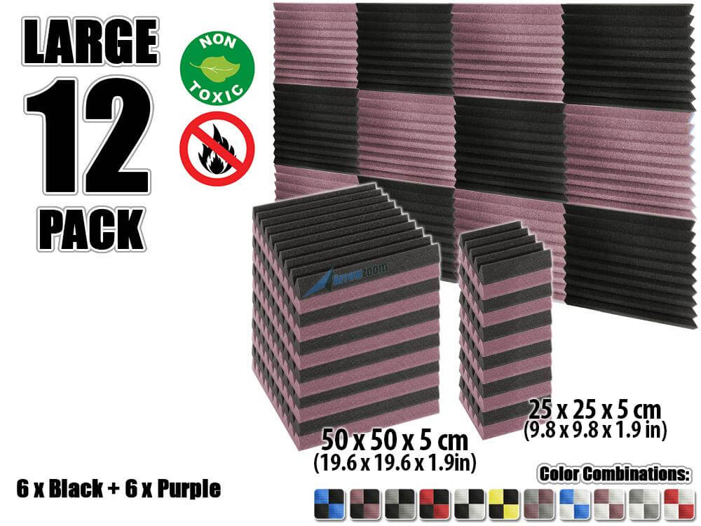 silexofy Wedge Tiles Series Acoustic Foam - Black x Burgundy Bundle - KK1134