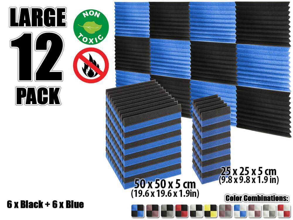 silexofy Wedge Tiles Series Acoustic Foam - Black x Blue Bundle - KK1134