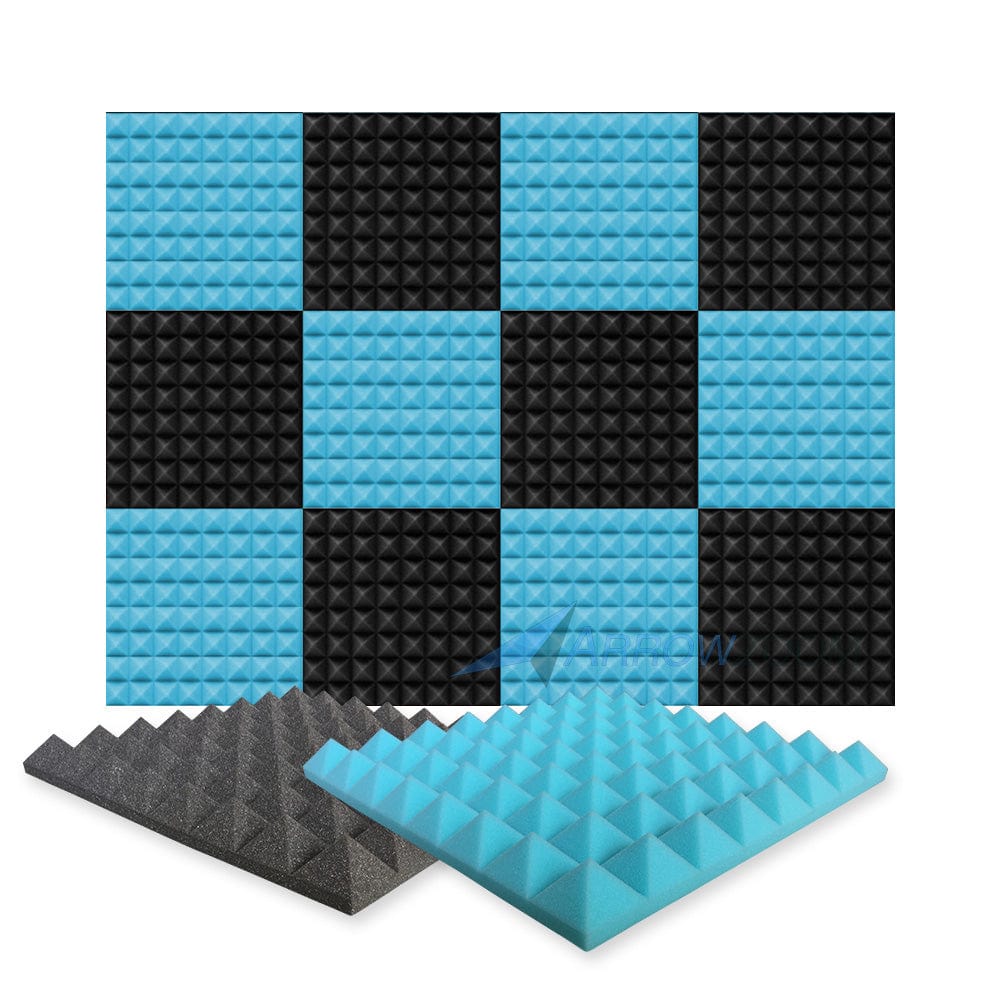 silexofy Pyramid Series Acoustic Foam - Baby Blue x Black Bundle - KK1034