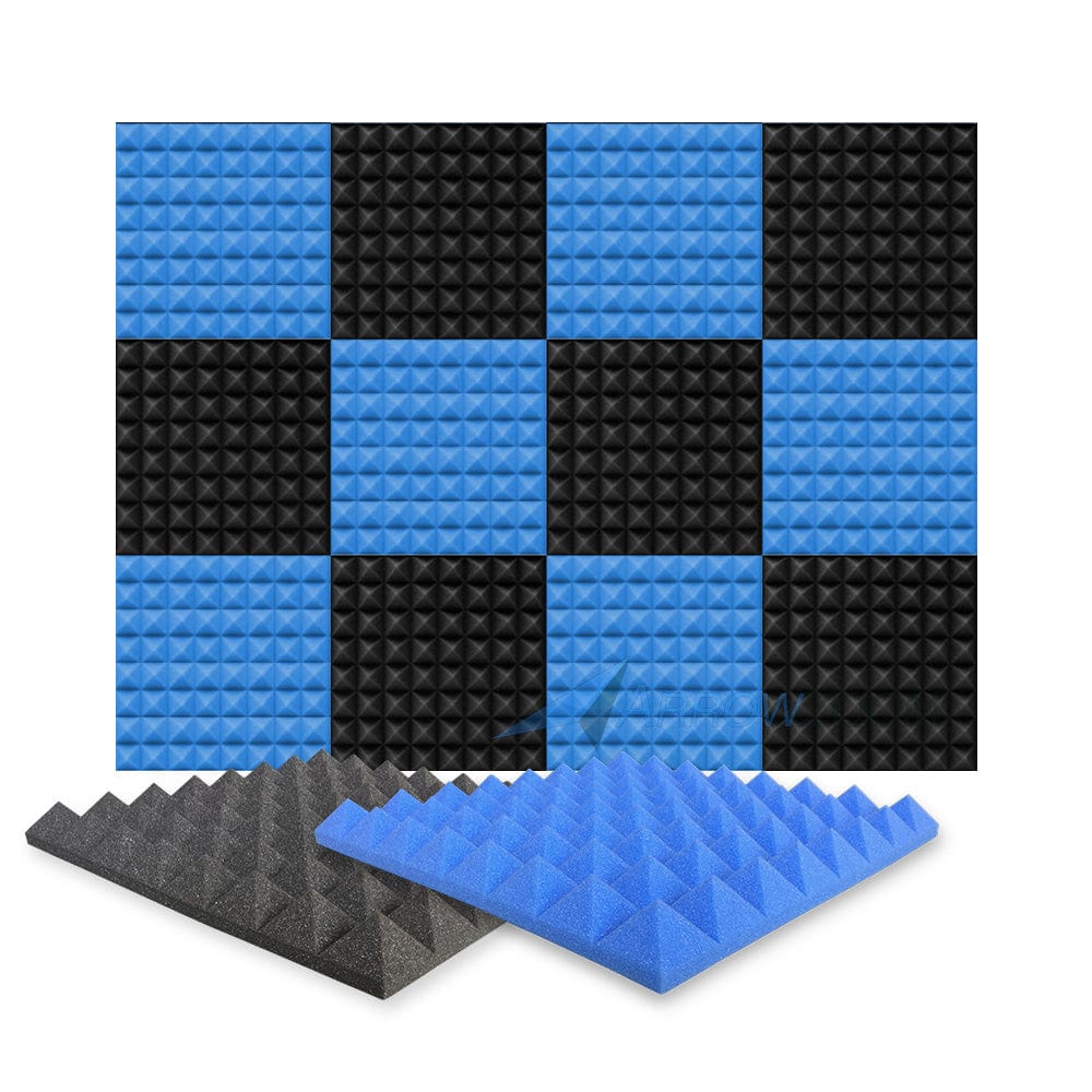 silexofy Pyramid Series Acoustic Foam - Black x Blue Bundle - KK1034
