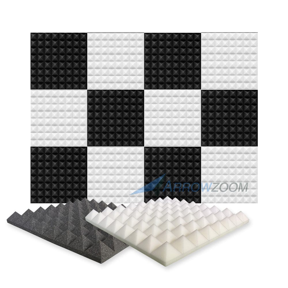 silexofy Pyramid Series Acoustic Foam - Black x Pearl White Bundle - KK1034