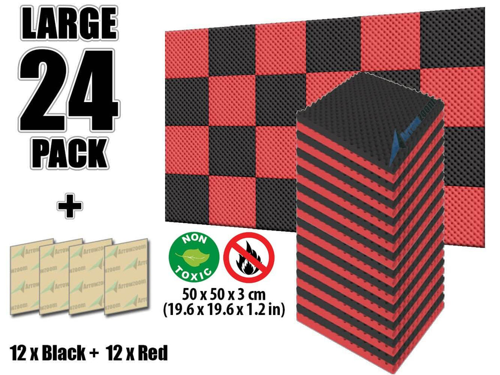 silexofy Eggcrate Convoluted Series Acoustic Foam - Black x Red Bundle - KK1052