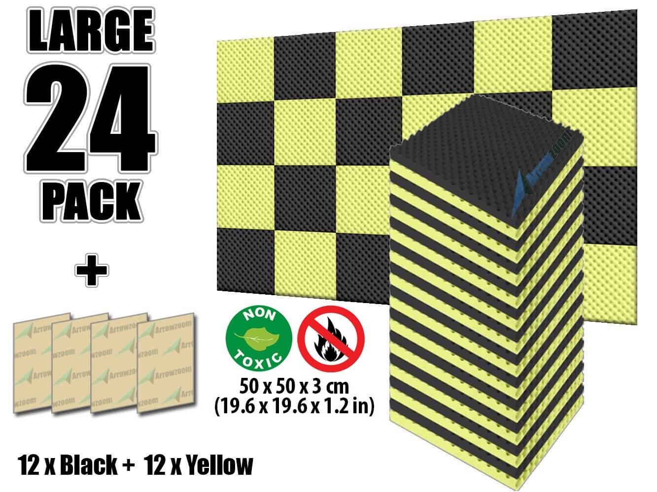 silexofy Eggcrate Convoluted Series Acoustic Foam - Black x Yellow Bundle - KK1052