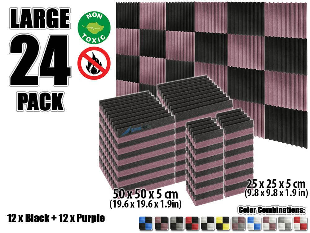silexofy Wedge Tiles Series Acoustic Foam - Black x Burgundy Bundle - KK1134