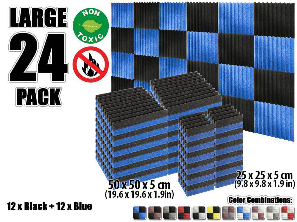 silexofy Wedge Tiles Series Acoustic Foam - Black x Blue Bundle - KK1134