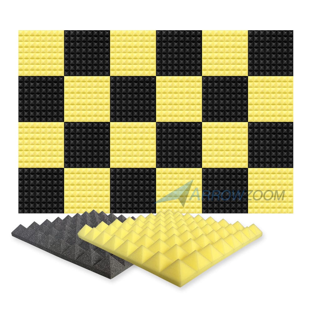 silexofy Pyramid Series Acoustic Foam - Black x Yellow Bundle - KK1034