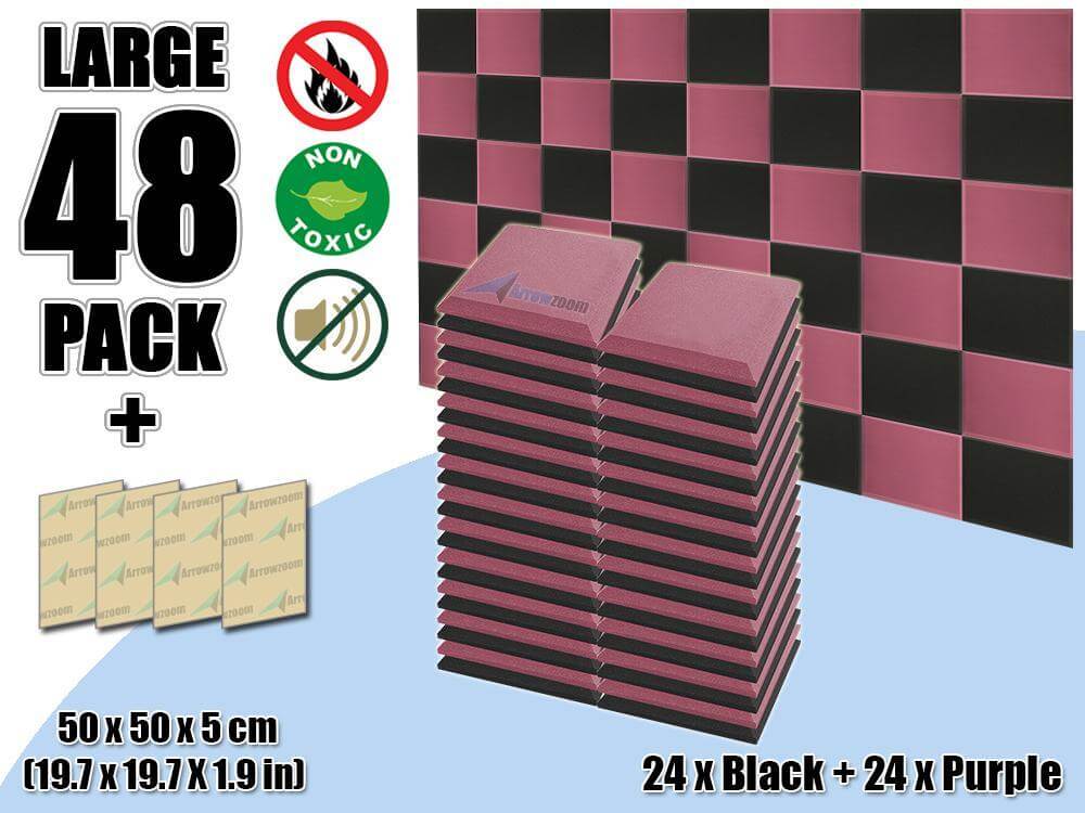 silexofy Flat Bevel Tile Series Acoustic Panel - Black x Burgundy Bundle - KK1039
