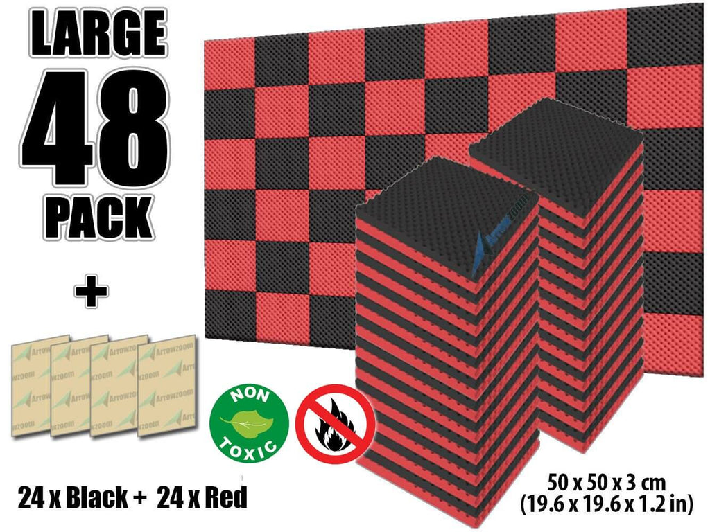 silexofy Eggcrate Convoluted Series Acoustic Foam - Black x Red Bundle - KK1052