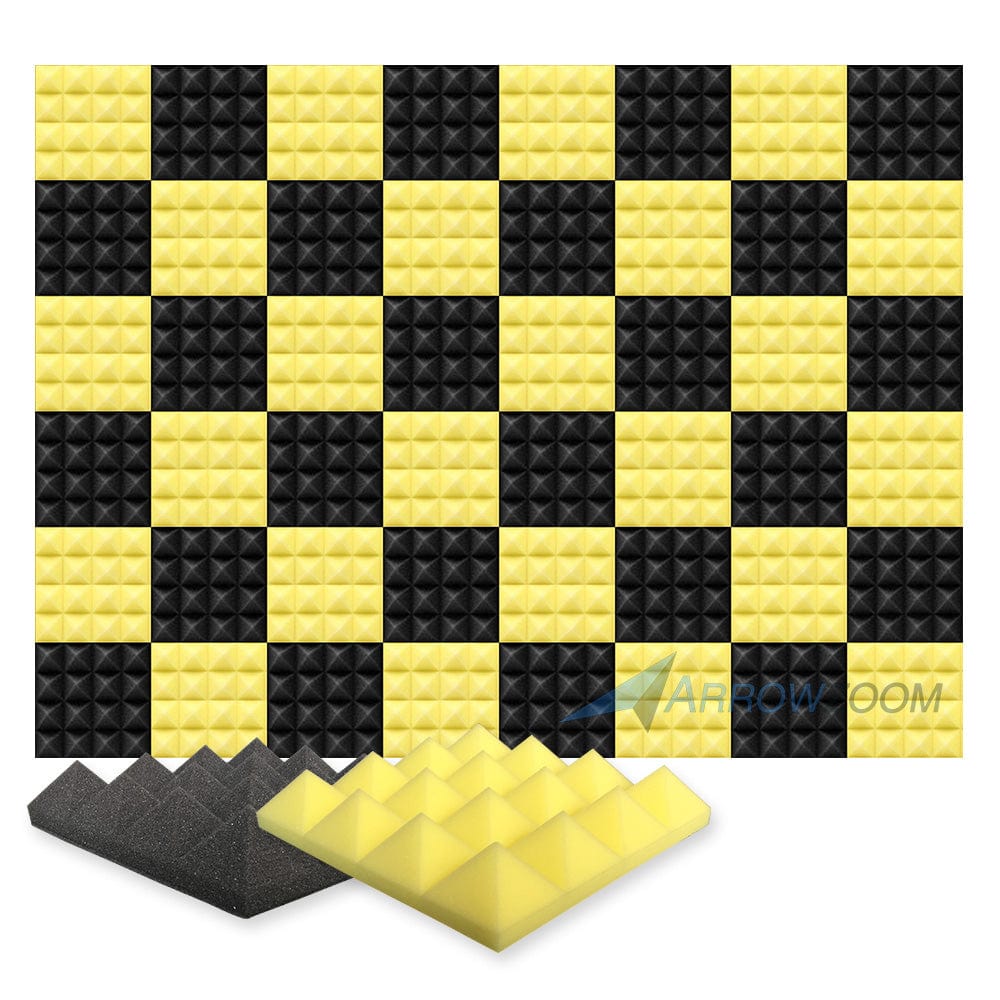 silexofy Pyramid Series Acoustic Foam - Black x Yellow Bundle - KK1034