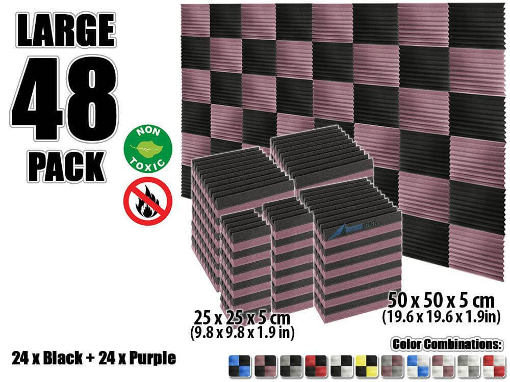 silexofy Wedge Tiles Series Acoustic Foam - Black x Burgundy Bundle - KK1134
