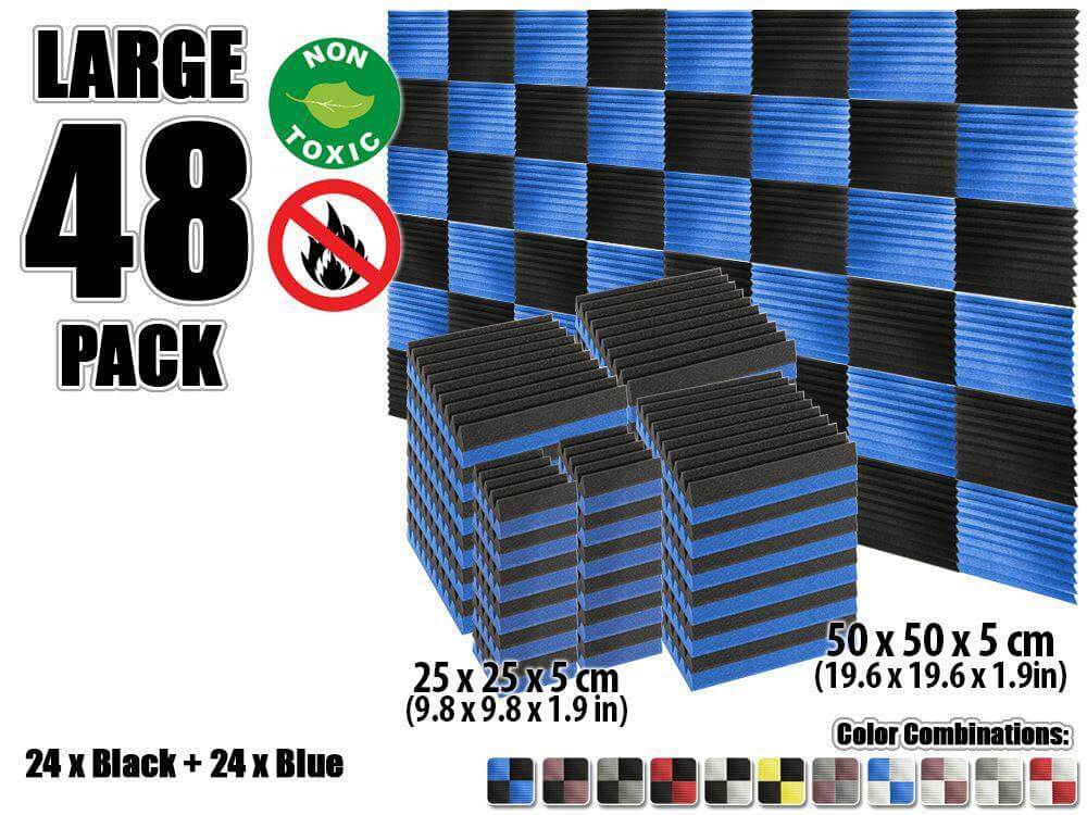 silexofy Wedge Tiles Series Acoustic Foam - Black x Blue Bundle - KK1134