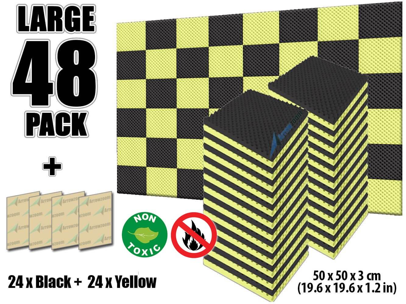 silexofy Eggcrate Convoluted Series Acoustic Foam - Black x Yellow Bundle - KK1052
