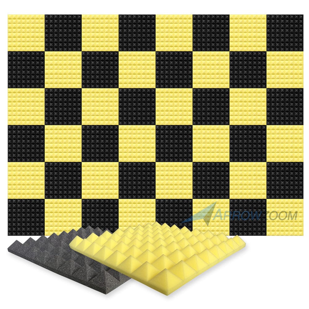 silexofy Pyramid Series Acoustic Foam - Black x Yellow Bundle - KK1034