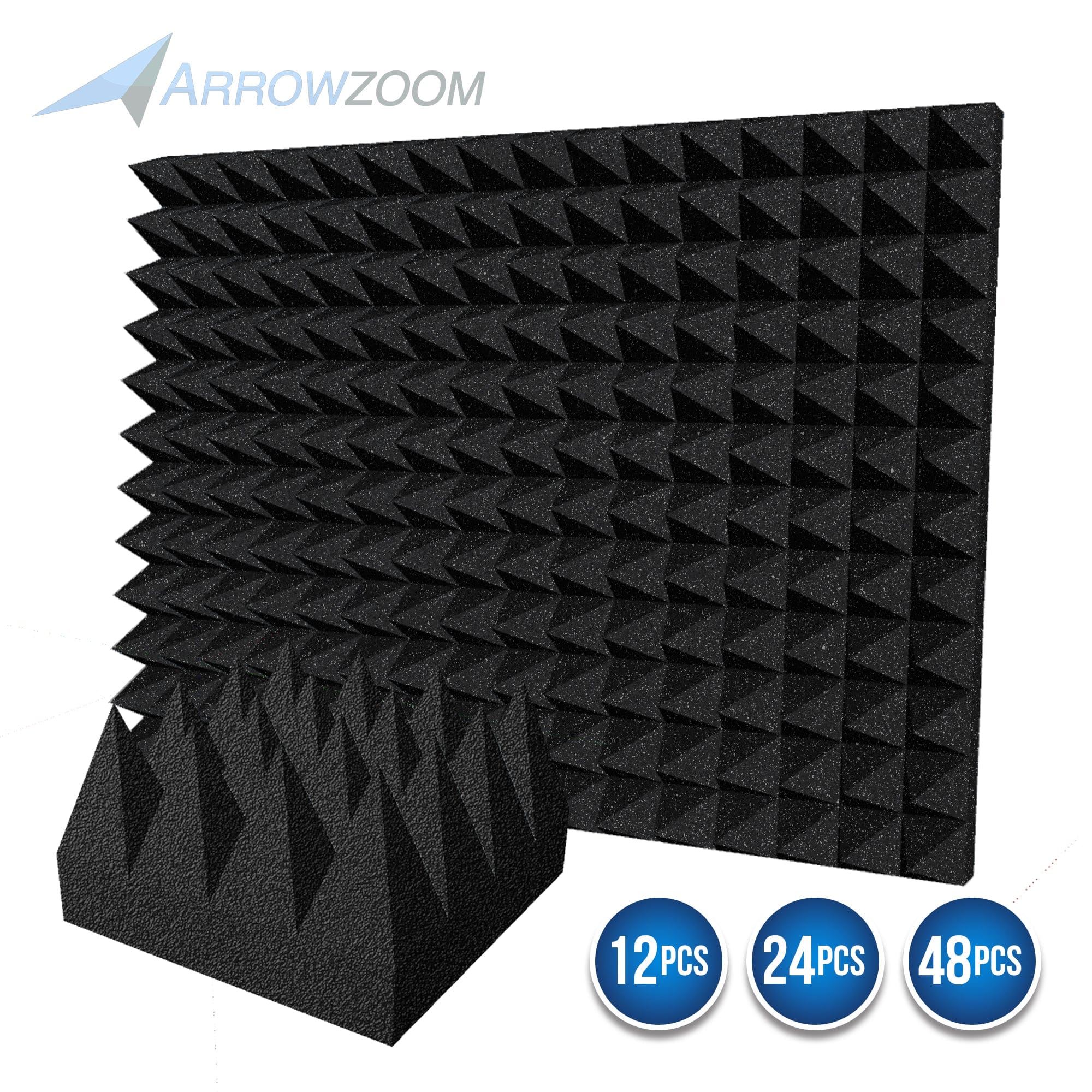 silexofy Pyramid 10/15cm Thick Acoustic Foam Series PRO - Black - KK1471