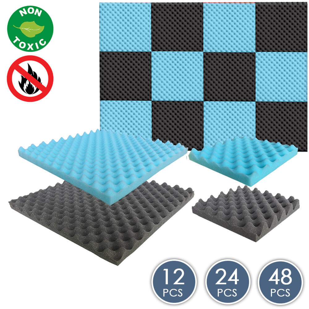 silexofy Eggcrate Convoluted Series Acoustic Foam - Baby Blue x Black Bundle - KK1052