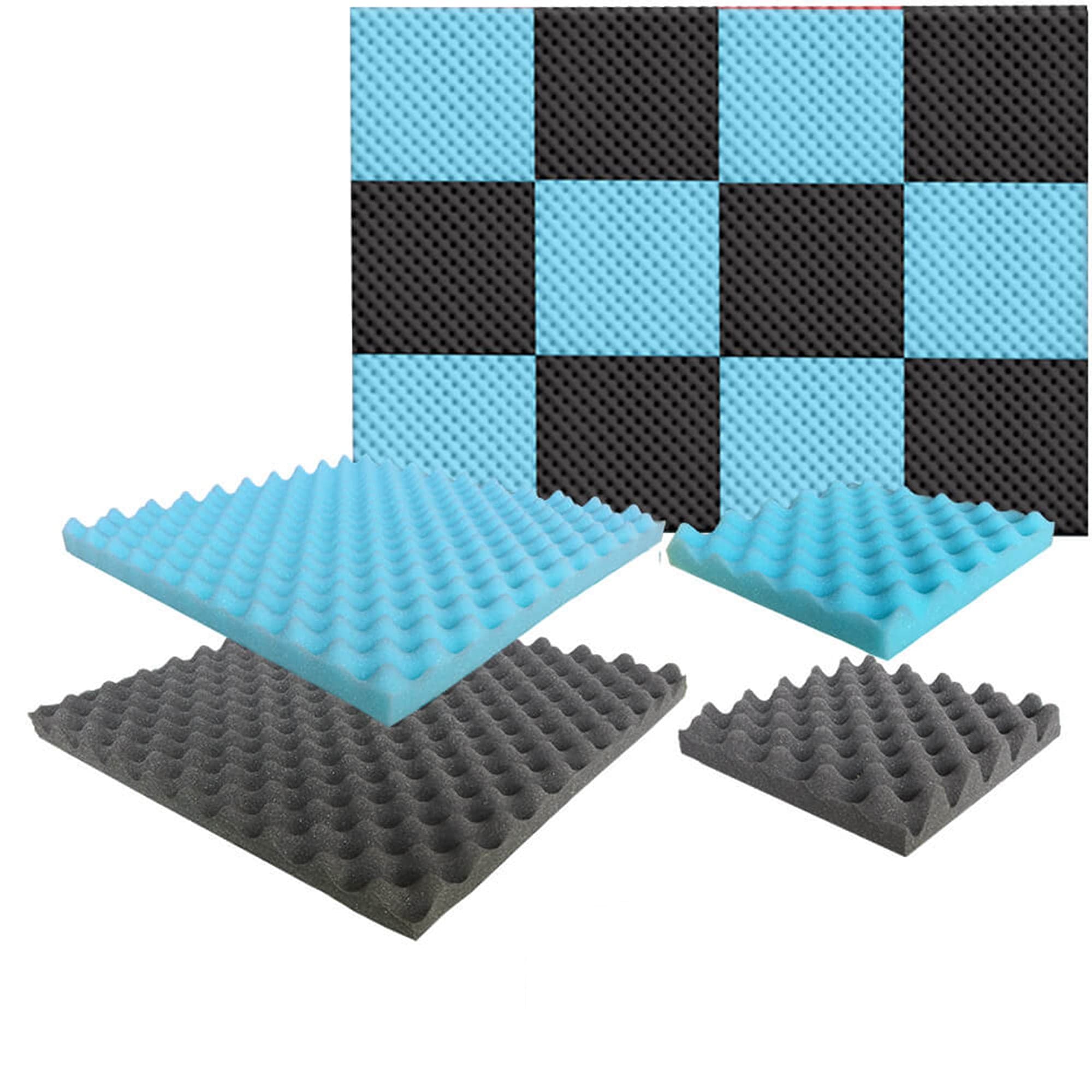 silexofy Eggcrate Convoluted Series Acoustic Foam - Baby Blue x Black Bundle - KK1052