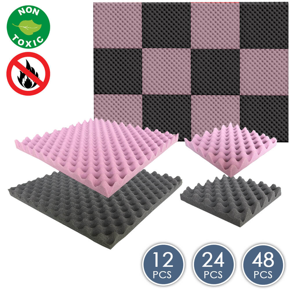 silexofy Eggcrate Convoluted Series Acoustic Foam - Black x Burgundy Bundle - KK1052