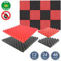 silexofy Eggcrate Convoluted Series Acoustic Foam - Black x Red Bundle - KK1052