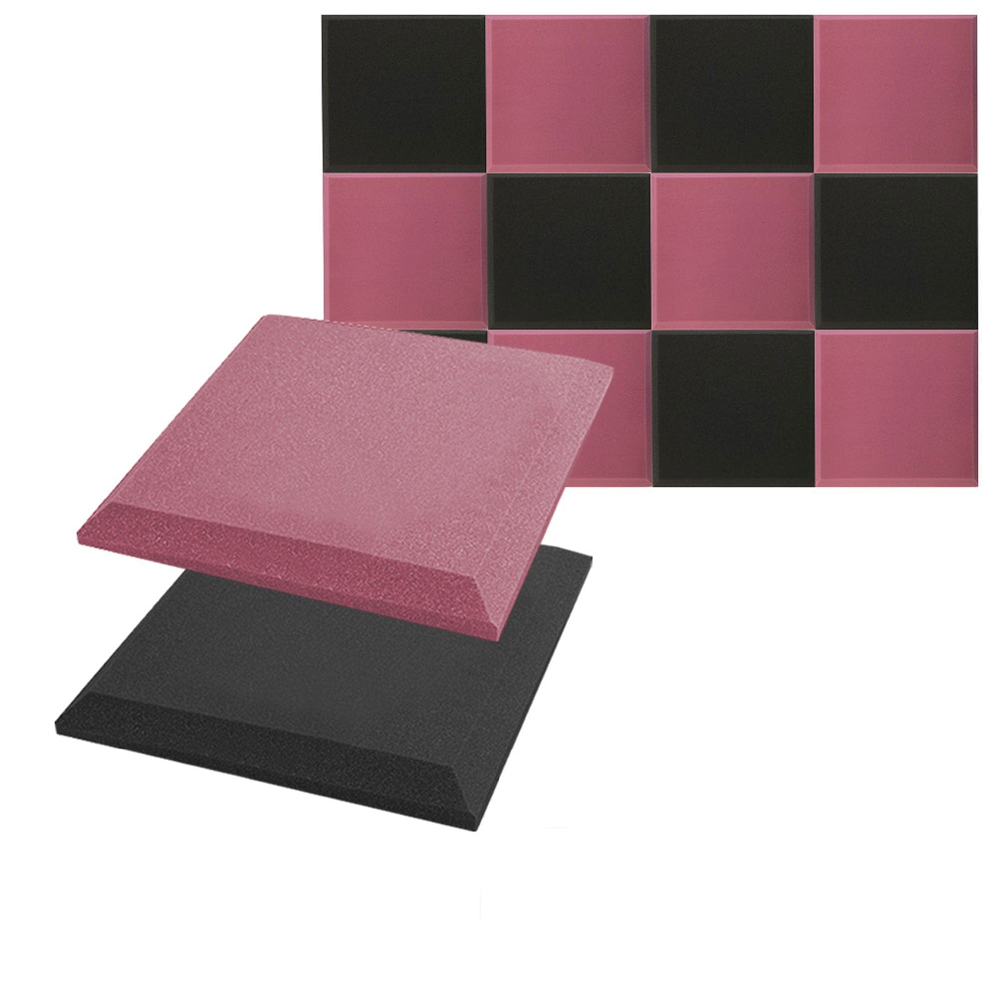 silexofy Flat Bevel Tile Series Acoustic Panel - Black x Burgundy Bundle - KK1039