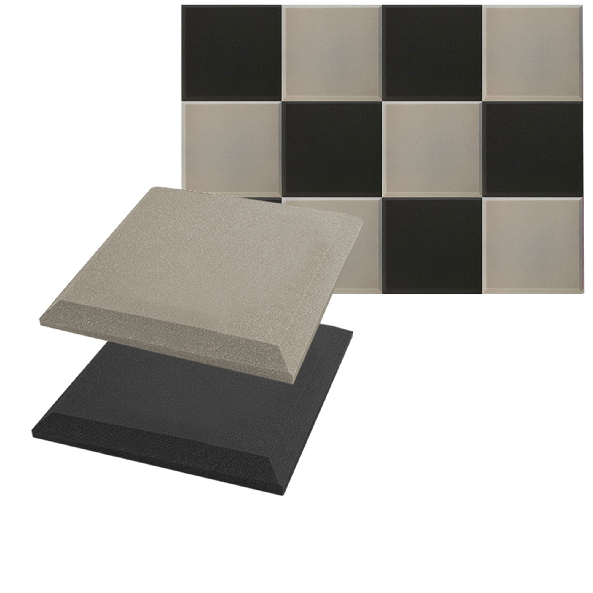 silexofy Flat Bevel Tile Series Acoustic Panel - Black x Gray Bundle - KK1039