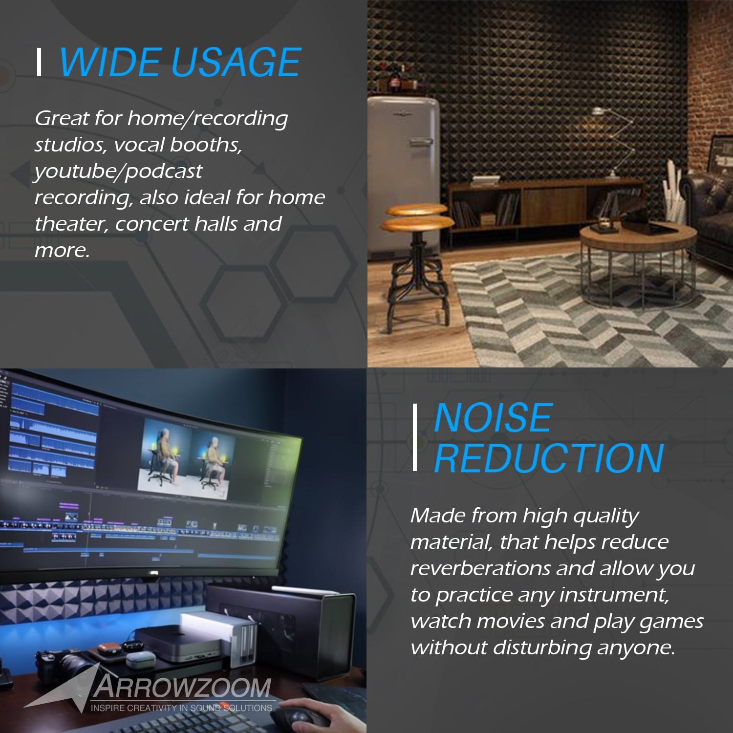 silexofy™ PRO Series Soundproof Foam - Flat Wedge Pro - KK1198