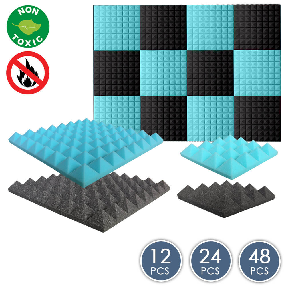 silexofy Pyramid Series Acoustic Foam - Baby Blue x Black Bundle - KK1034