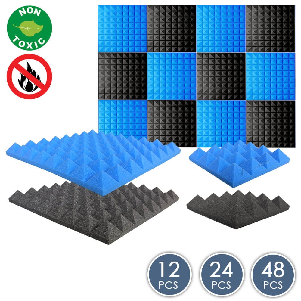 silexofy Pyramid Series Acoustic Foam - Black x Blue Bundle - KK1034