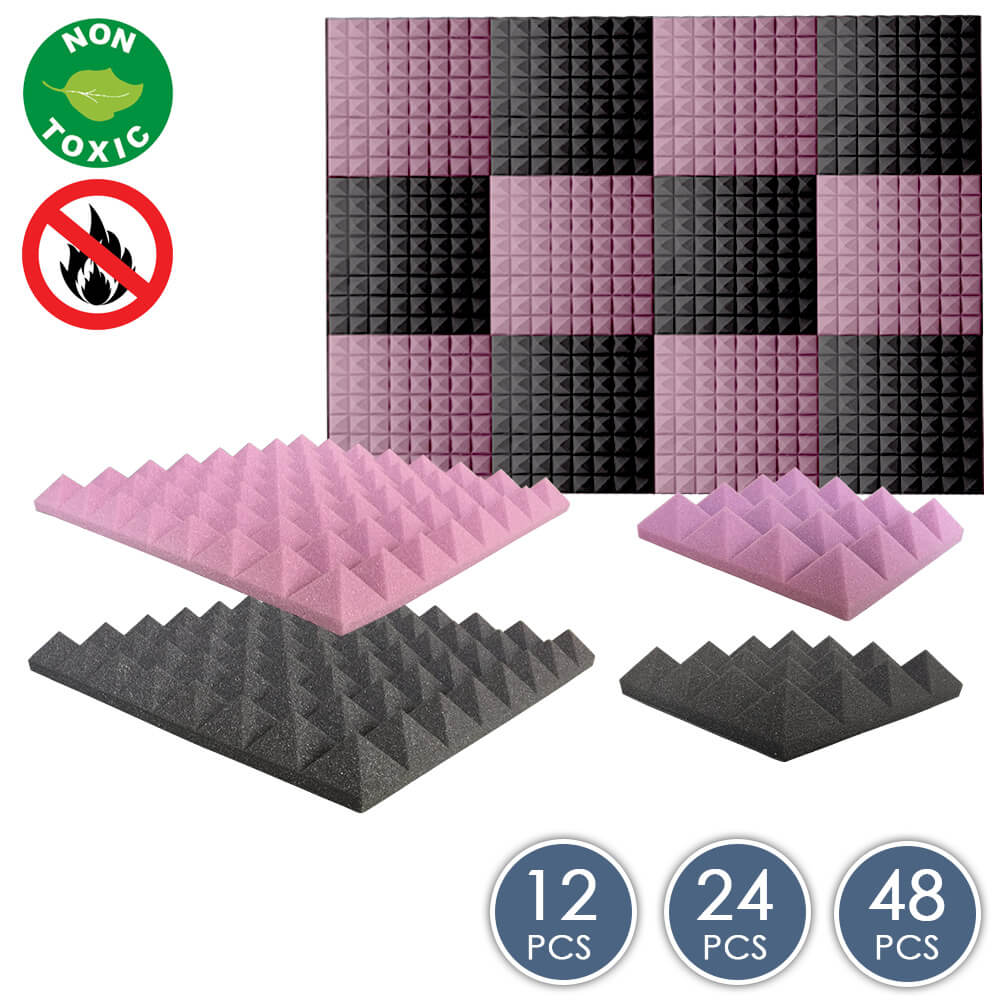 silexofy Pyramid Series Acoustic Foam - Black x Burgundy Bundle - KK1034