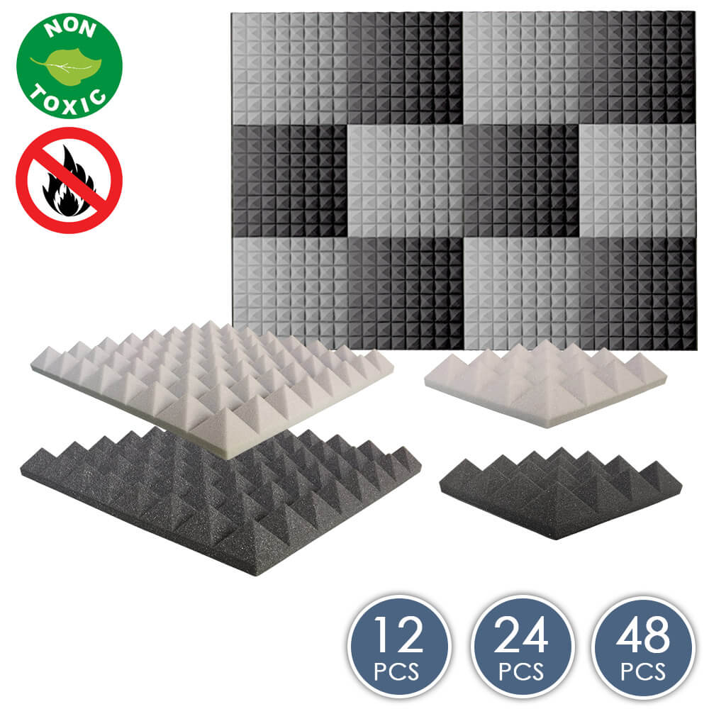 silexofy Pyramid Series Acoustic Foam - Black x Gray Bundle - KK1034