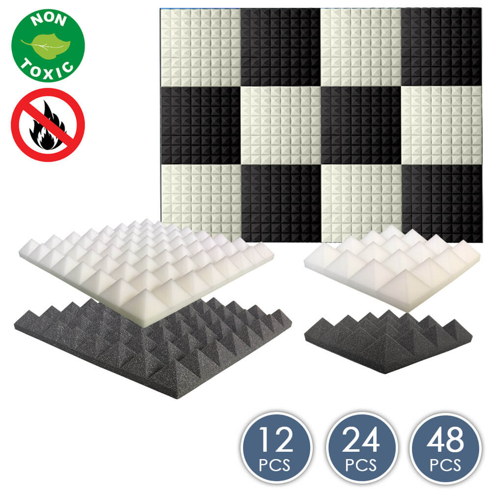 silexofy Pyramid Series Acoustic Foam - Black x Pearl White Bundle - KK1034