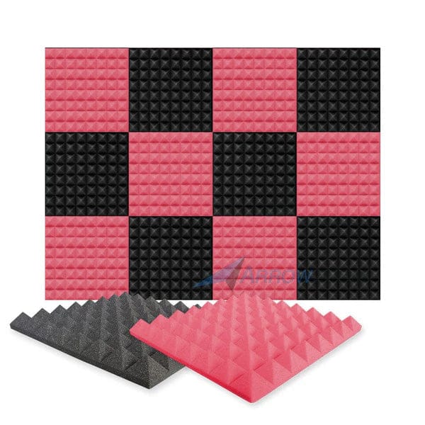 silexofy Pyramid Series Acoustic Foam - Black x Red Bundle - KK1034