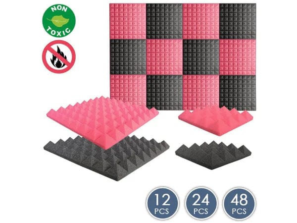 silexofy Pyramid Series Acoustic Foam - Black x Red Bundle - KK1034